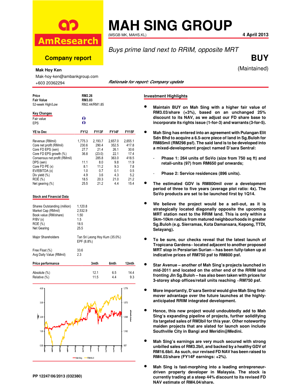 MAH SING GROUP (MSGB MK, MAHS.KL) 4 April 2013