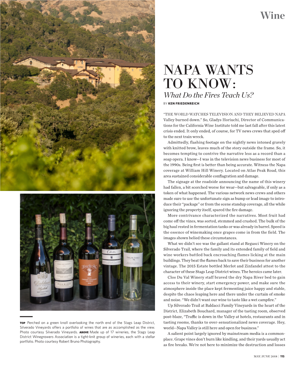 NAPA WANTS to KNOW: What Do the Fires Teach Us? by KEN FRIEDENREICH