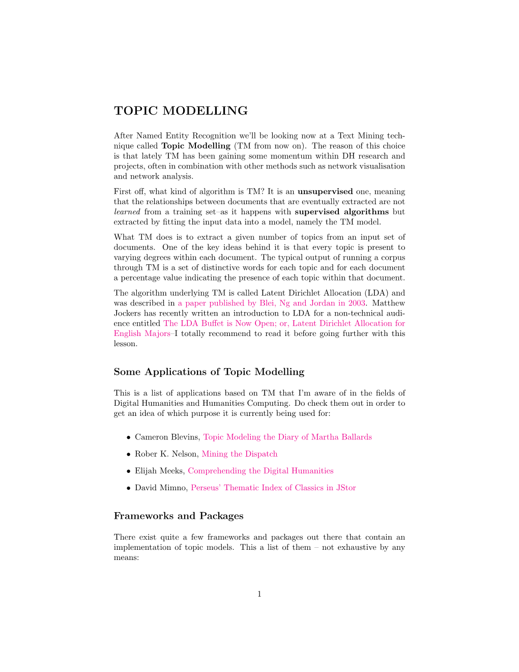 Topic Modelling