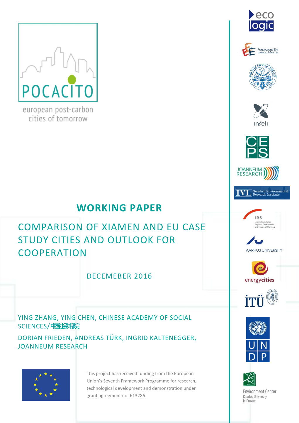 POCACITO Working Paper Xiamen and EU Case Study Cities