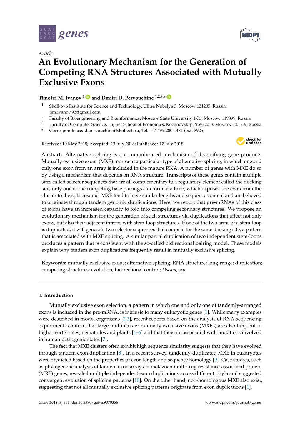 An Evolutionary Mechanism for the Generation of Competing RNA Structures Associated with Mutually Exclusive Exons