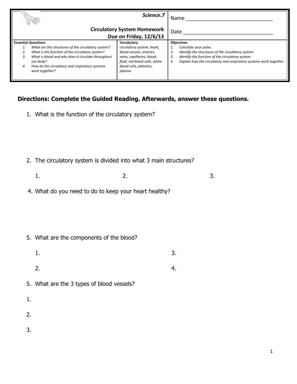 Directions: Complete the Guided Reading. Afterwards, Answer These Questions