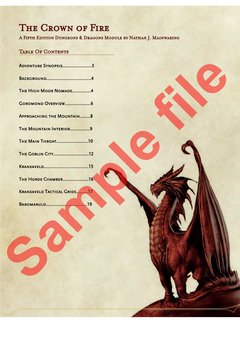 The Crown of Fire a Fifth Edition Dungeons & Dragons Module by Nathan J