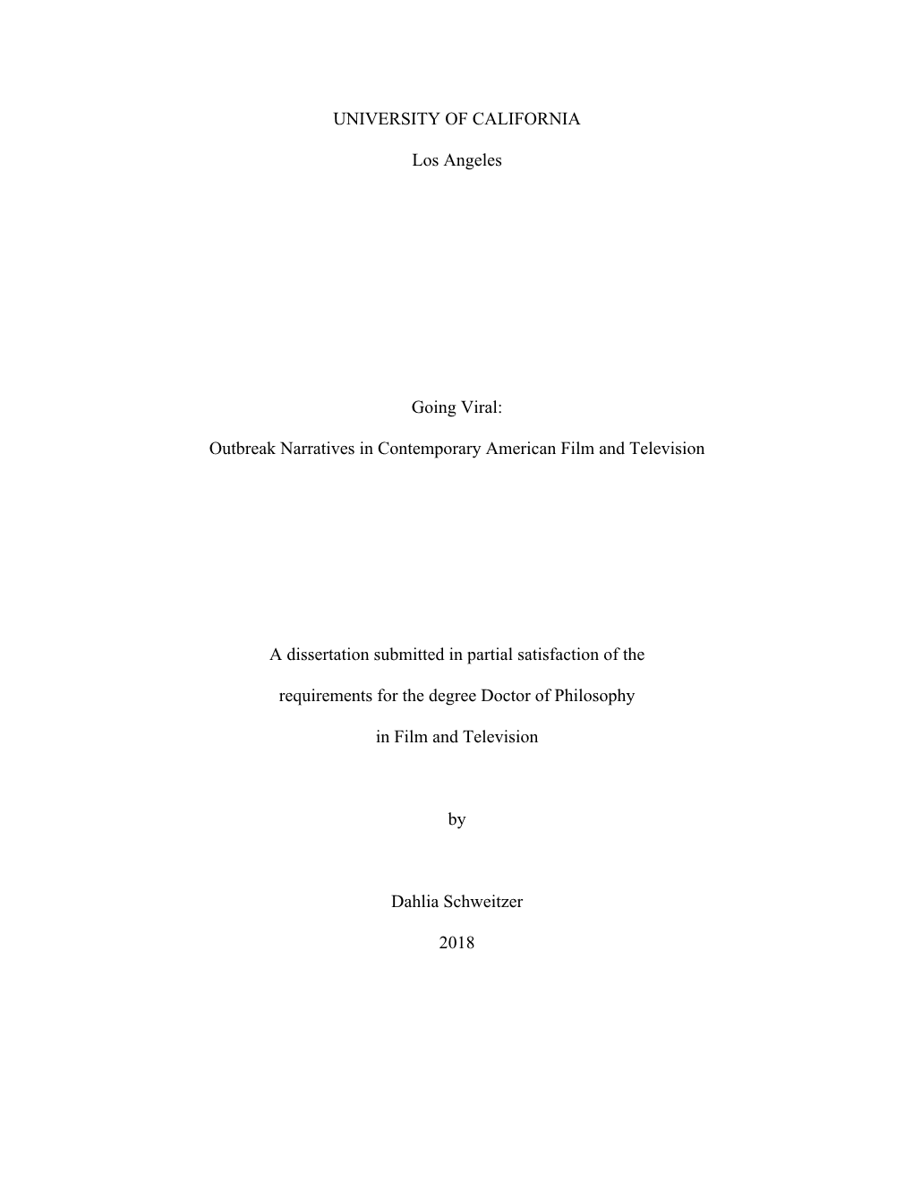 Outbreak Narratives in Contemporary American Film and Television A