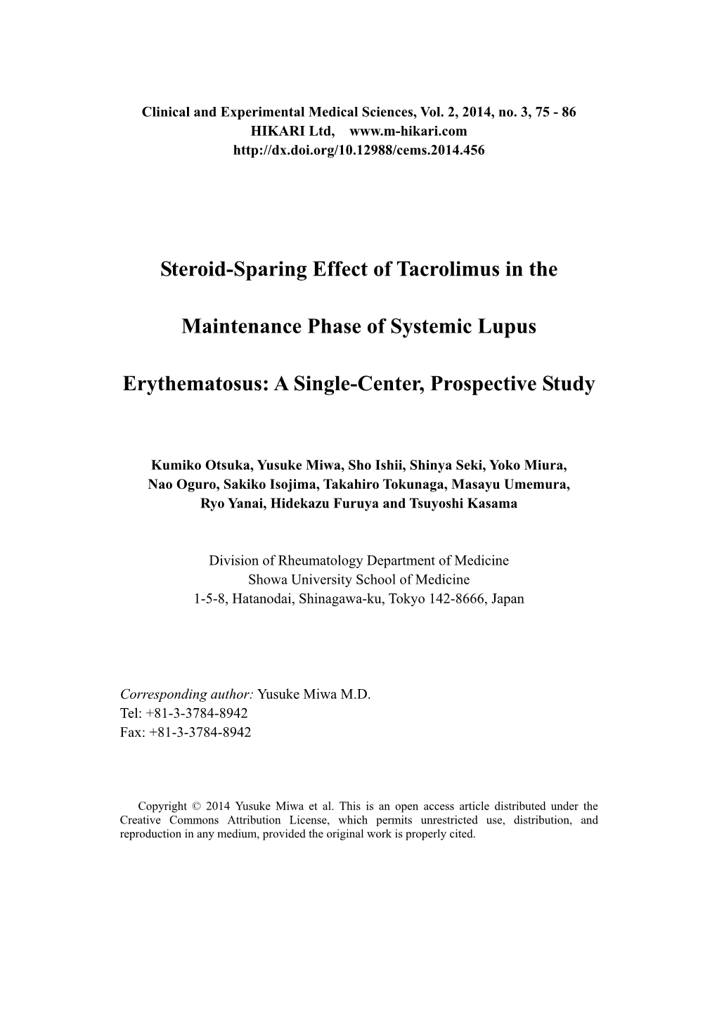 Steroid-Sparing Effect of Tacrolimus in The