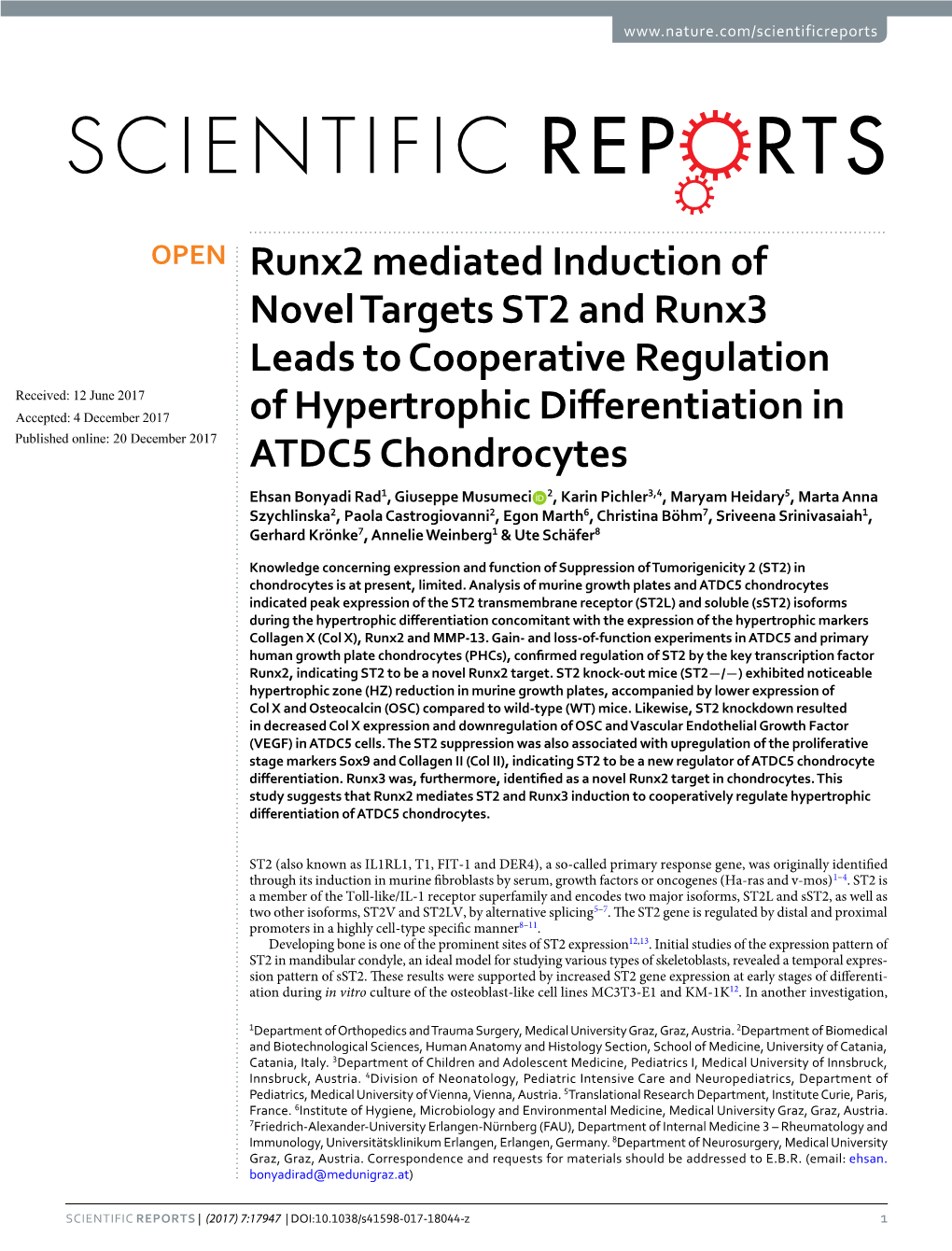 Runx2 Mediated Induction of Novel Targets ST2 and Runx3 Leads To