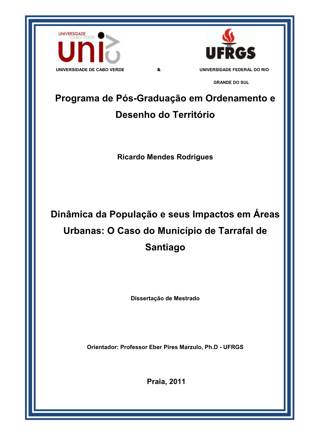 O Caso Do Município De Tarrafal De Santiago