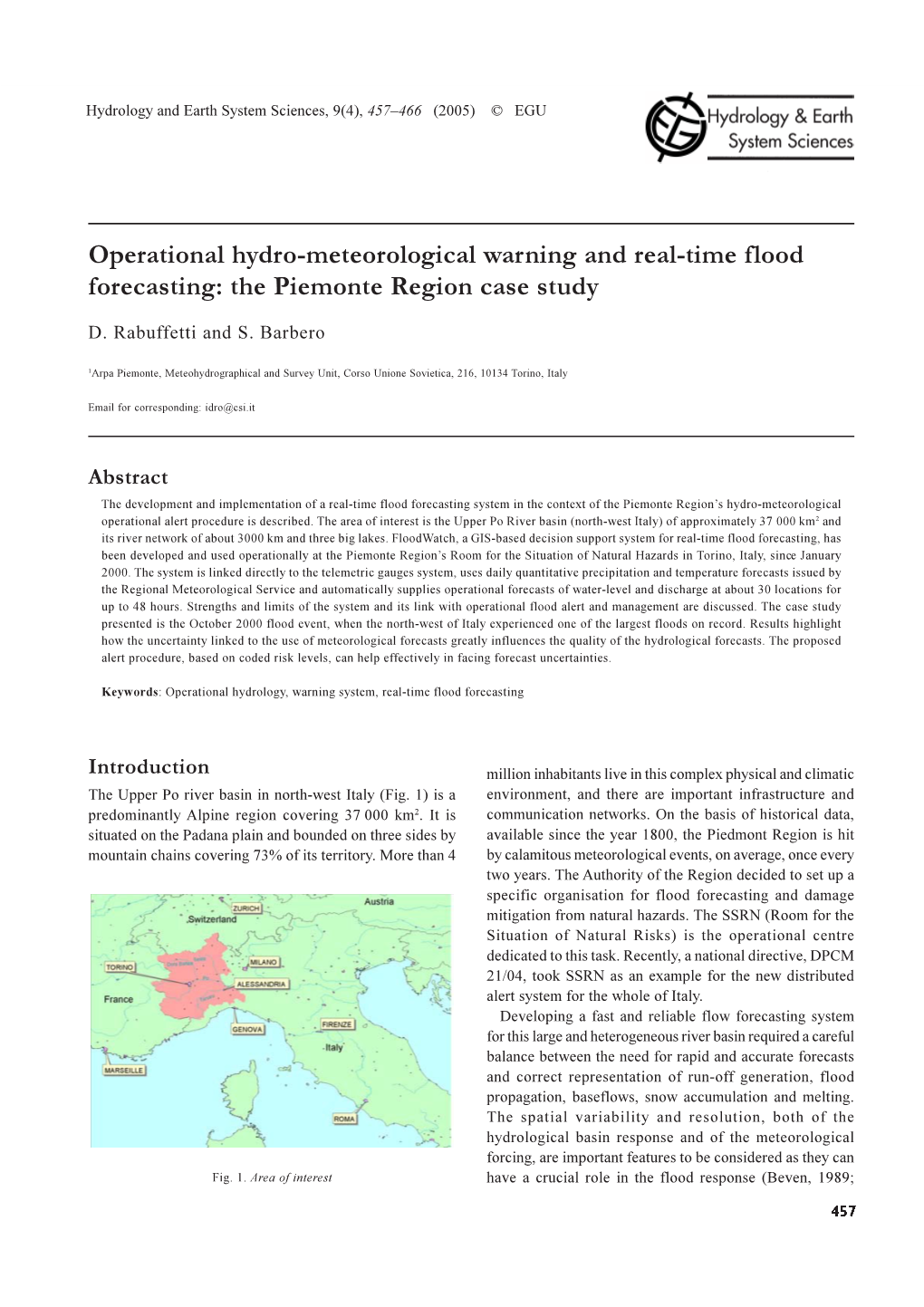 Operational Hydro-Meteorological Warning and Real-Time Flood Forecasting: the Piemonte Region Case Study