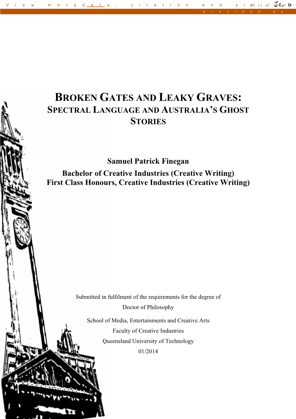 Broken Gates and Leaky Graves: Spectral Language and Australia’S Ghost Stories