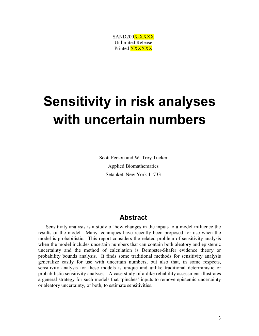 Sensitivity in Risk Analyses with Uncertain Numbers