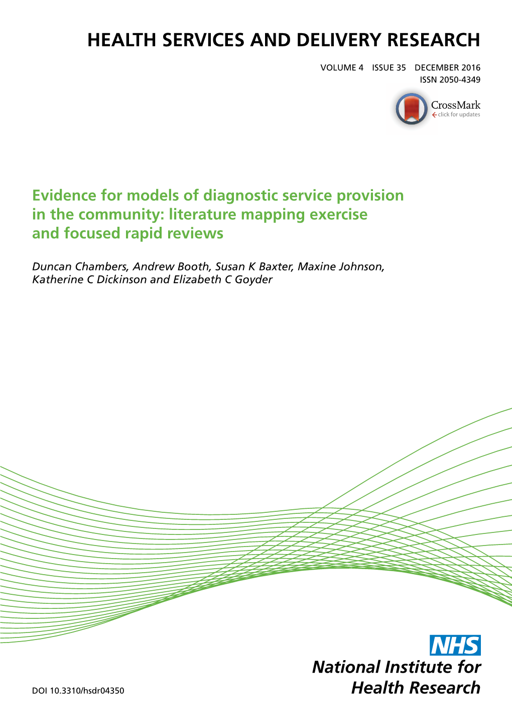 Evidence for Models of Diagnostic Service Provision in the Community: Literature Mapping Exercise and Focused Rapid Reviews