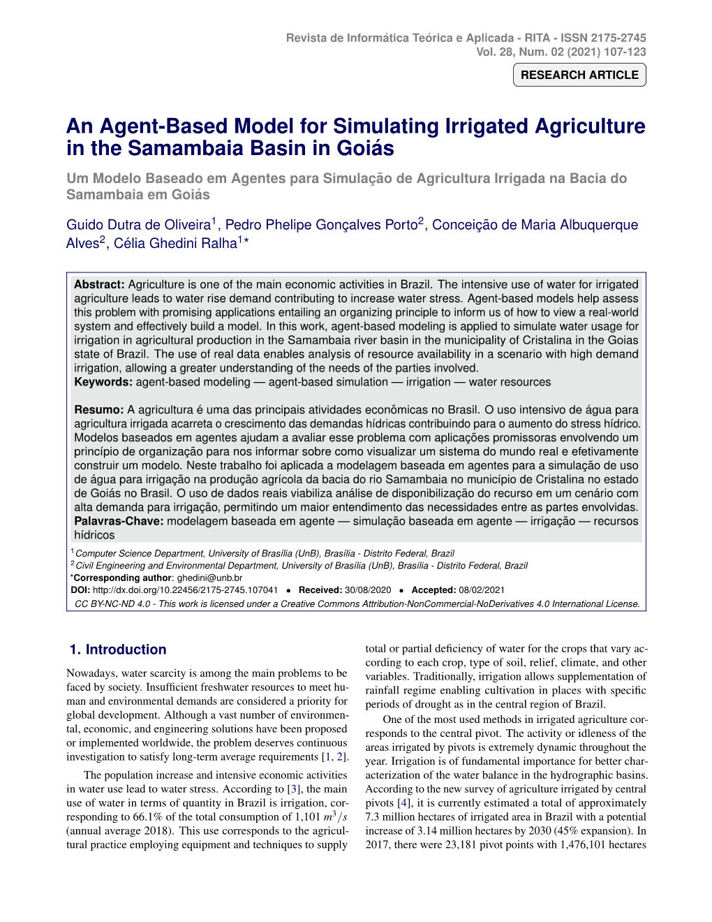 An Agent-Based Model for Simulating Irrigated Agriculture In