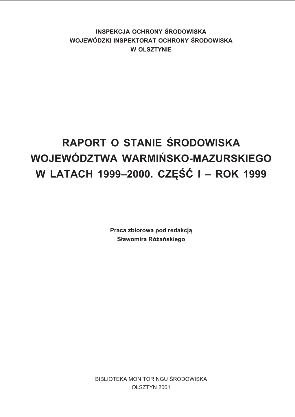 Raport O Stanie Środowiska Województwa Warmińsko