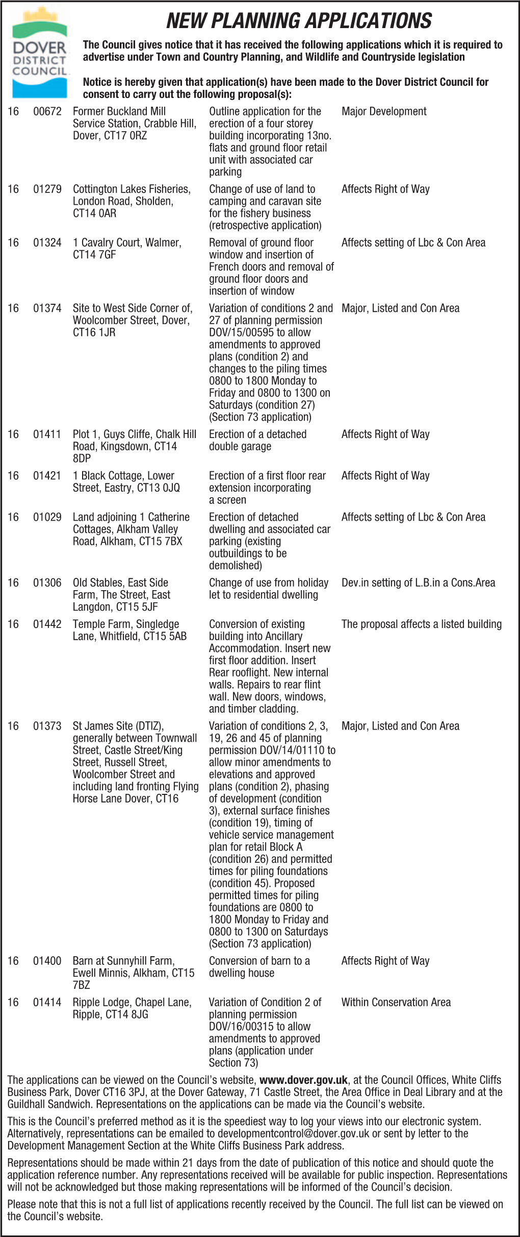 New Planning Applications