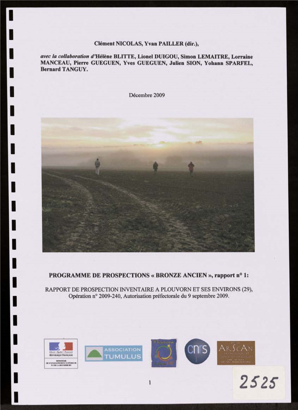 Plouvorn Et Ses Environs. Programme De Prospection "Bronze Ancien"