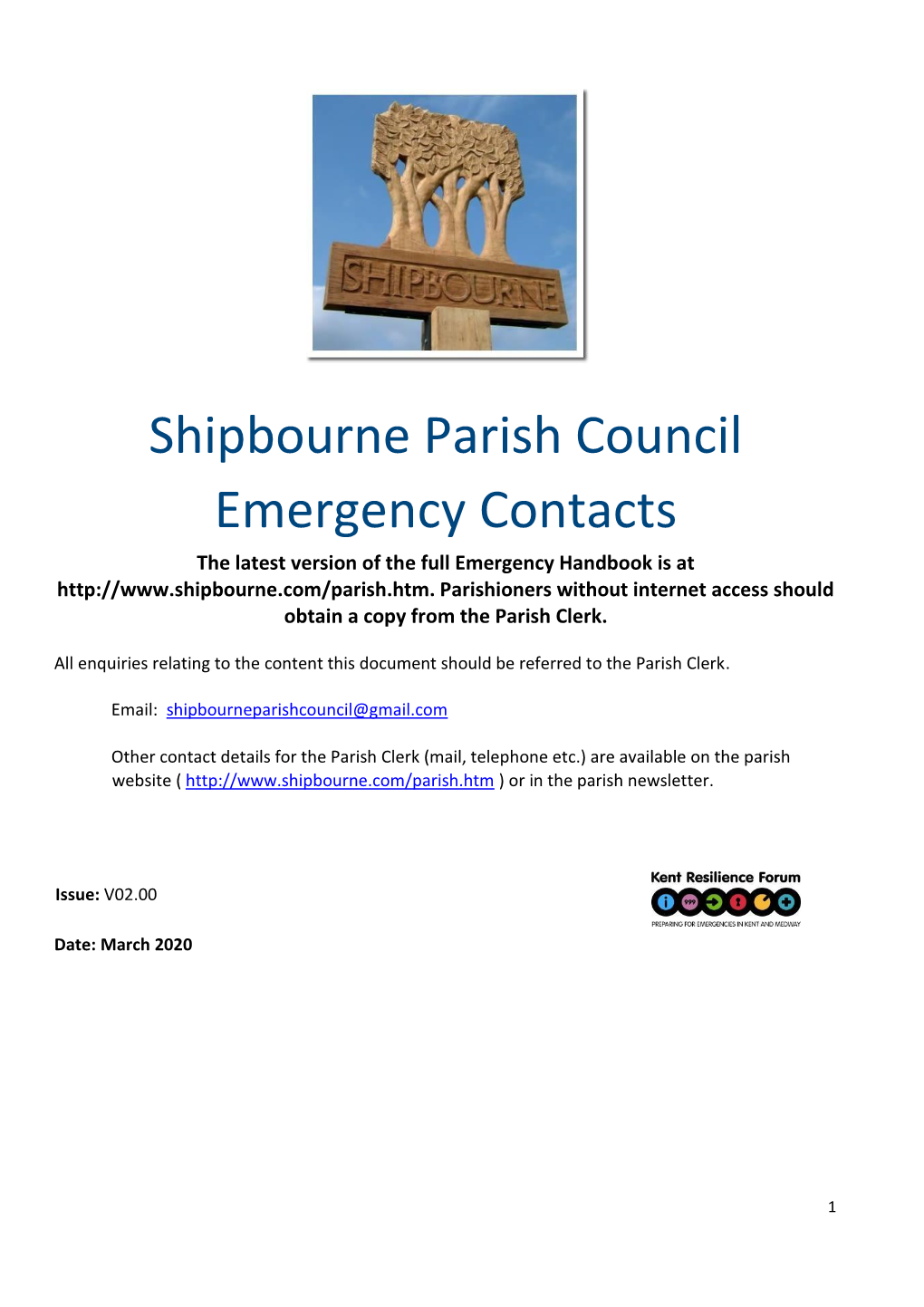 Shipbourne Parish Council Emergency Contacts