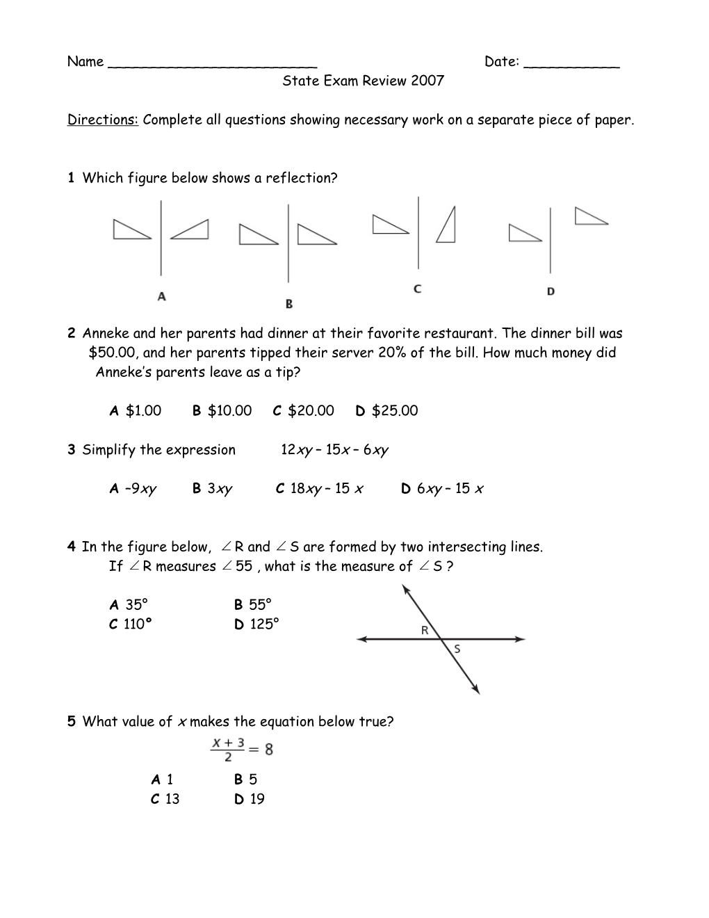 State Exam Review 2007