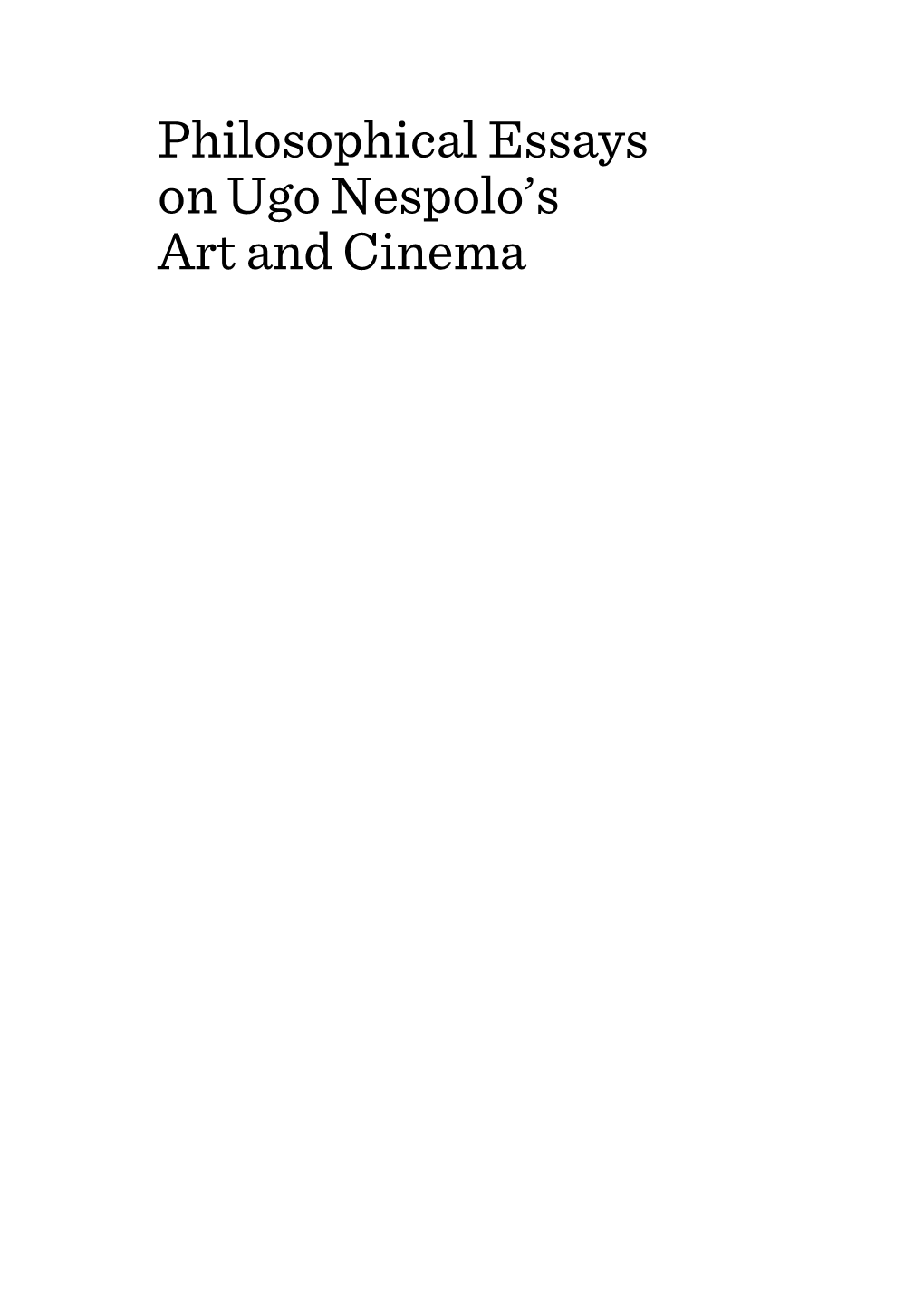 Philosophical Essays on Ugo Nespolo's Art and Cinema