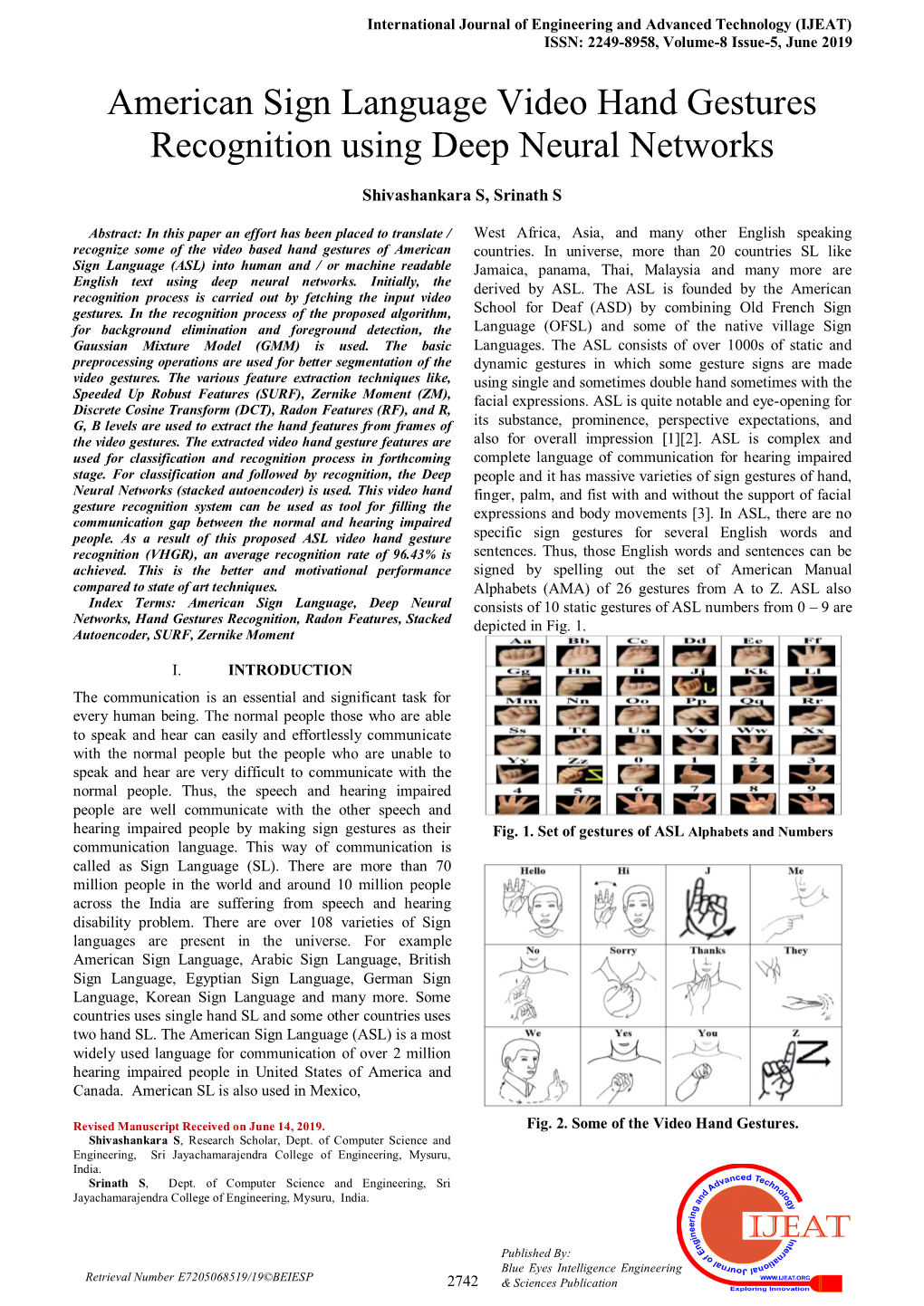 American Sign Language Video Hand Gestures Recognition Using Deep Neural Networks