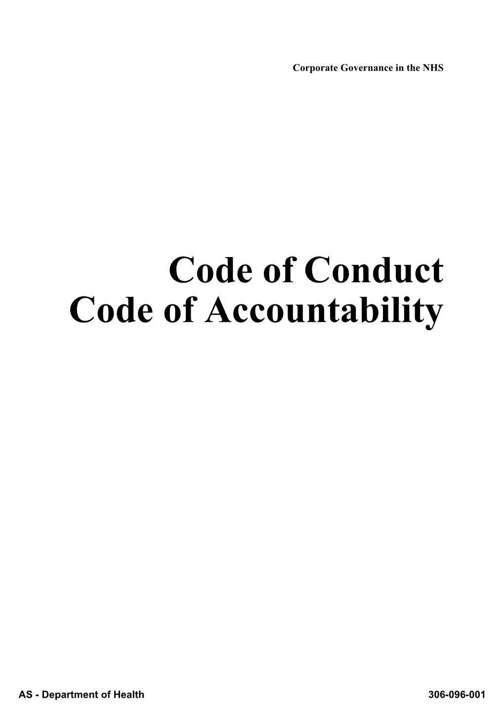 Code of Conduct Code of Accountability