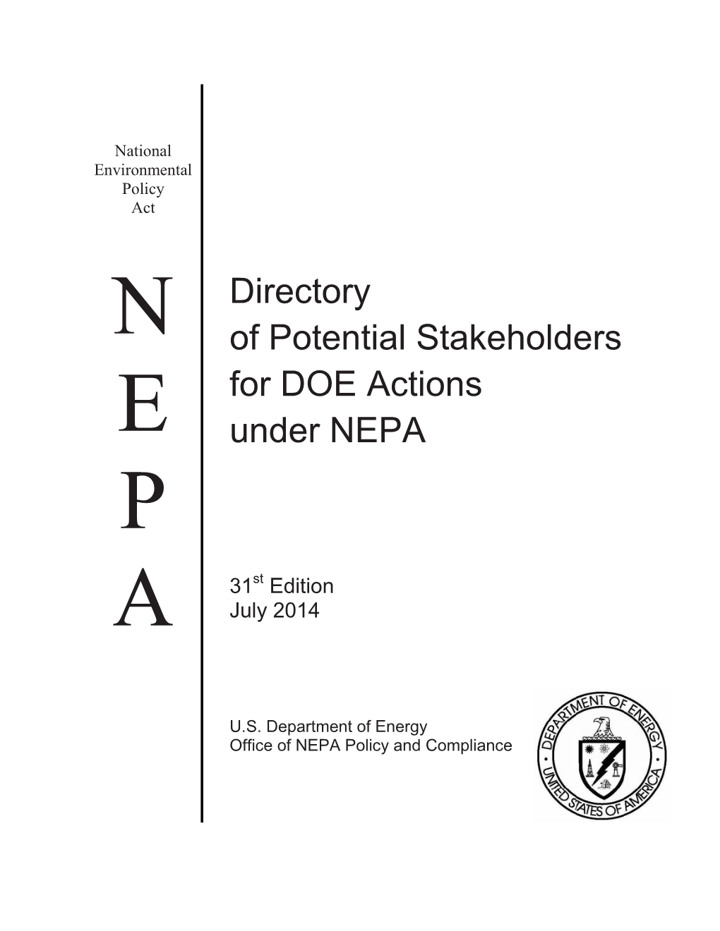 Directory of Potential Stakeholders for DOE Actions Under NEPA