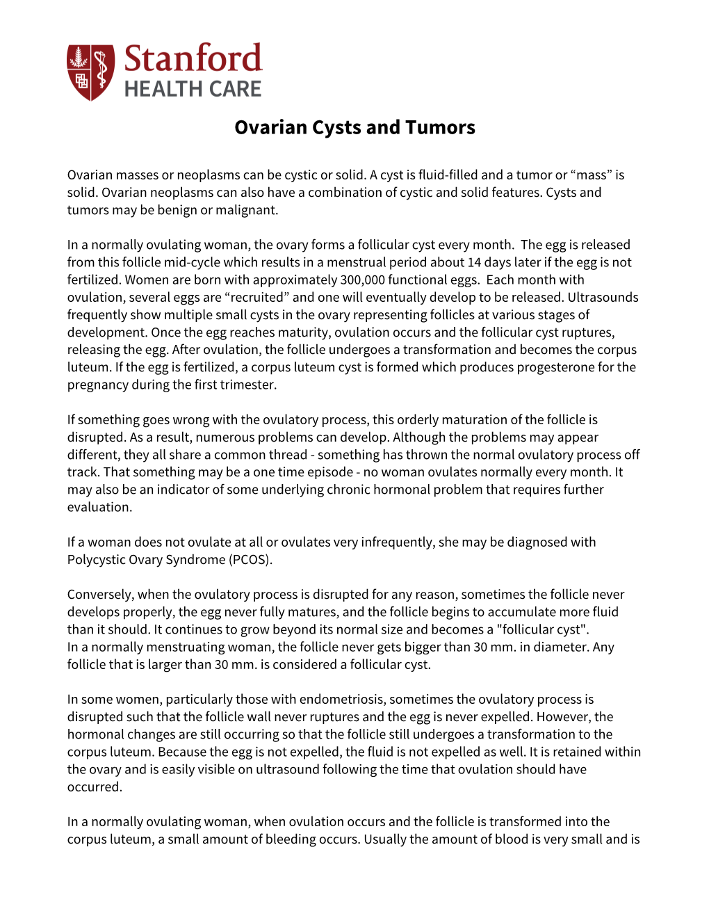 Ovarian Cysts and Tumors