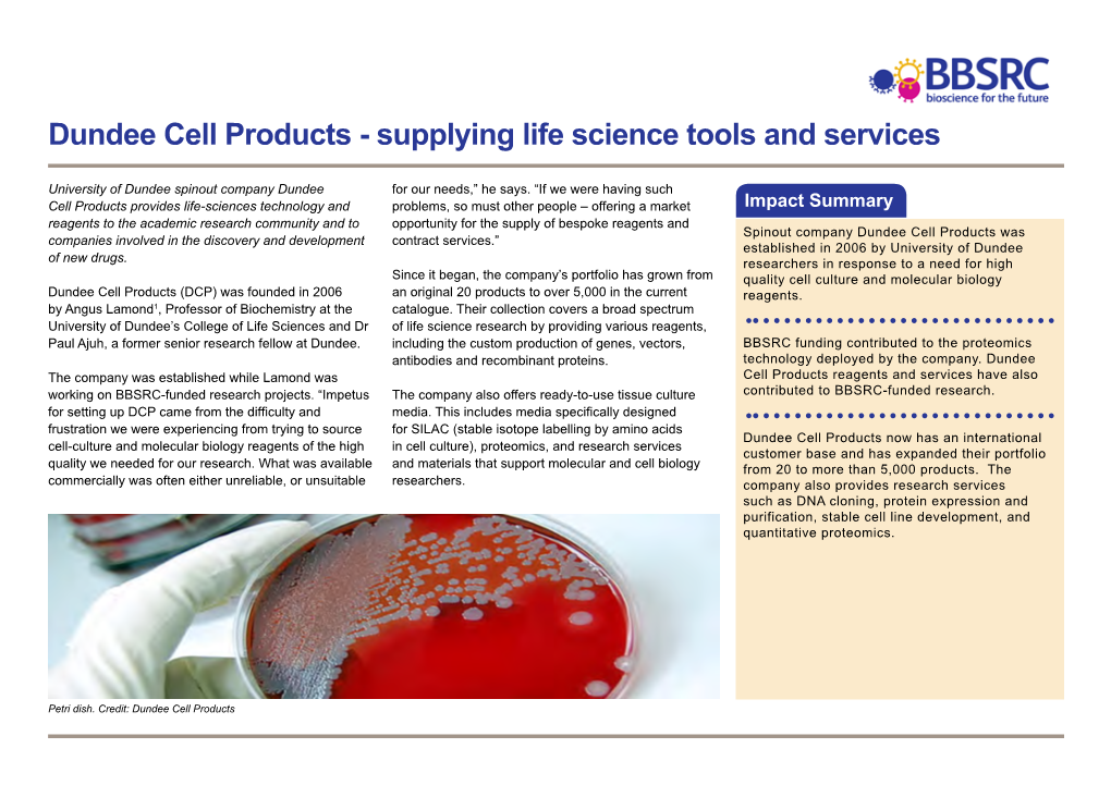 Dundee Cell Products - Supplying Life Science Tools and Services
