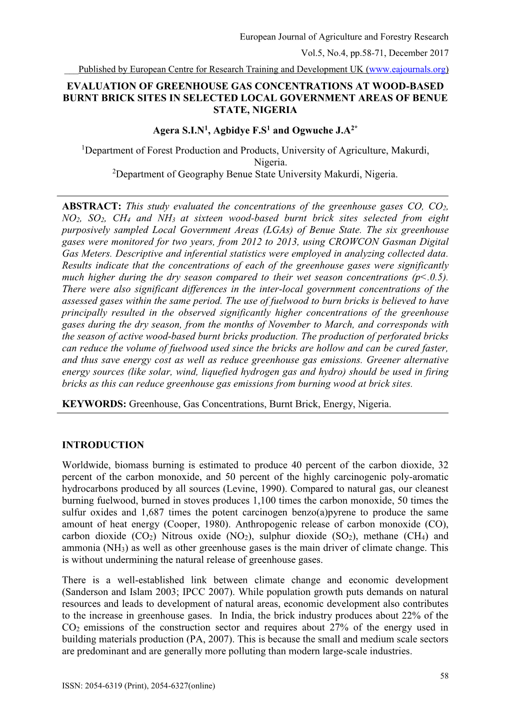 Evaluation of Greenhouse Gas Concentrations At