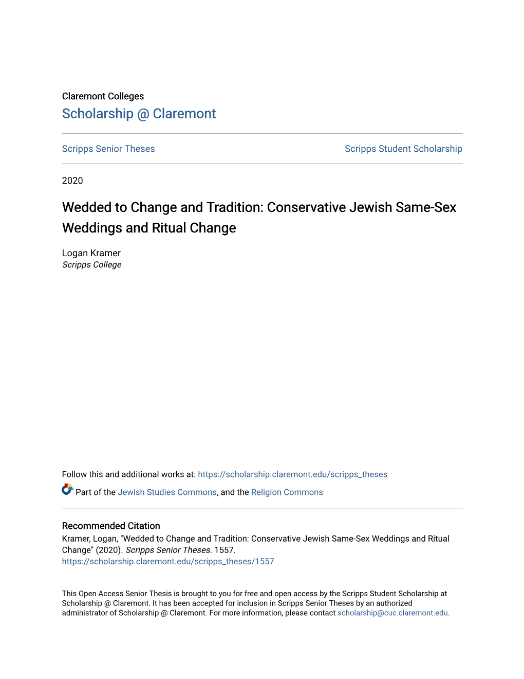 Conservative Jewish Same-Sex Weddings and Ritual Change