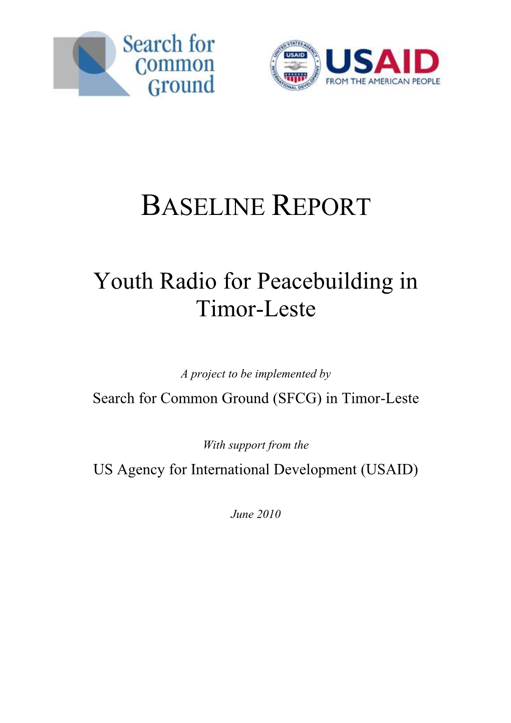 Baseline Report: Youth Radio for Peacebuilding