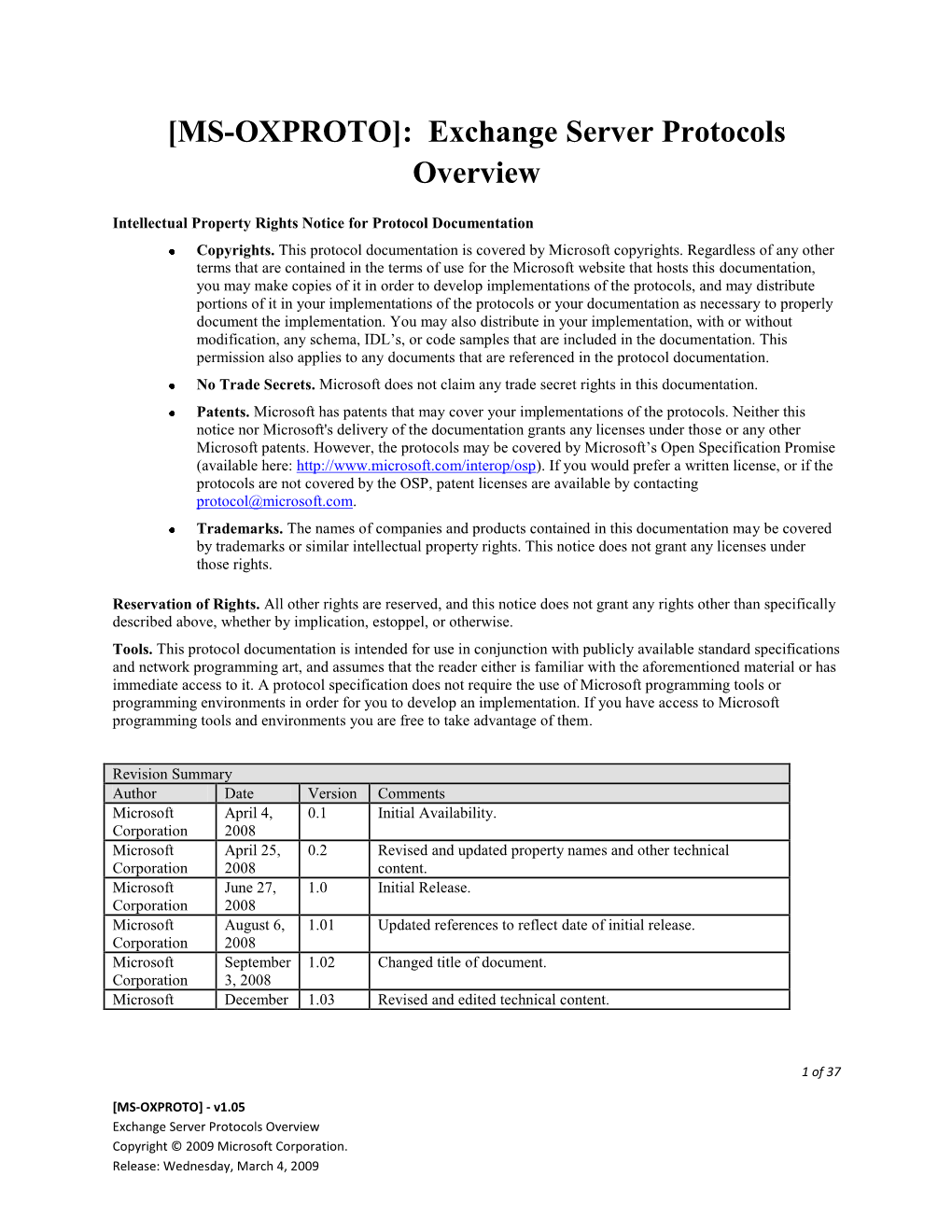 [MS-OXPROTO]: Exchange Server Protocols Overview