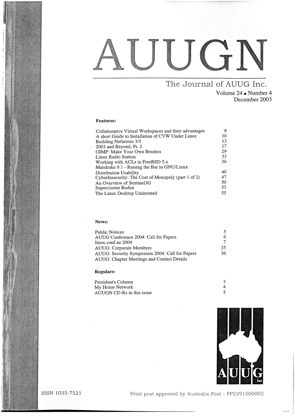 The Journal of AUUG Inc. Volume 24 ¯ Number 4 December 2003