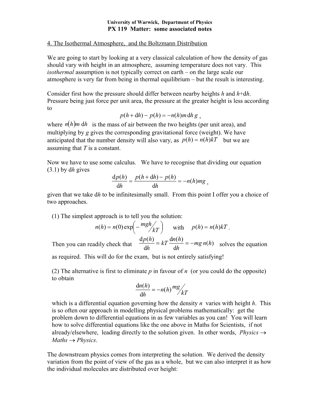 University of Warwick, Department of Physics