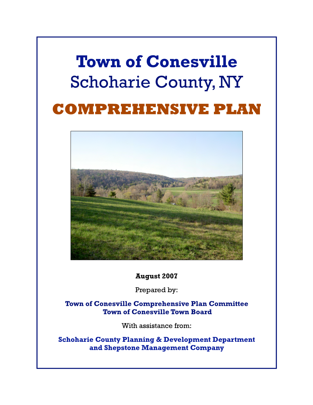 Town of Conesville Schoharie County, NY COMPREHENSIVE PLAN