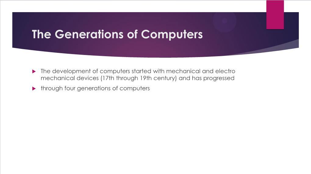 The Generations of Computers