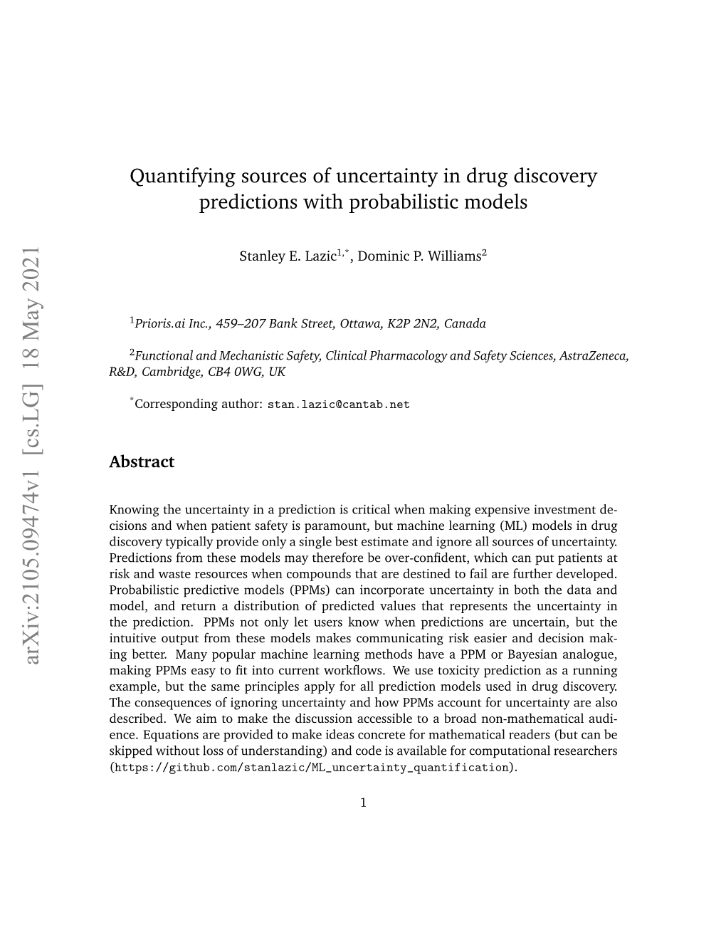 Quantifying Sources of Uncertainty in Drug Discovery Predictions with Probabilistic Models