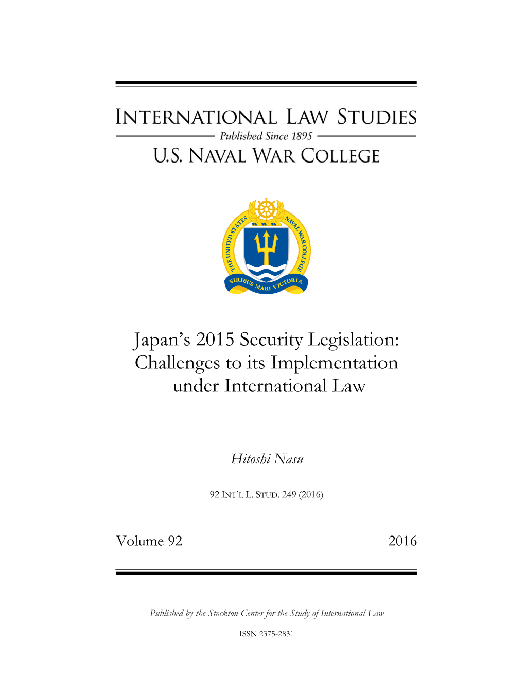 Japan's 2015 Security Legislation