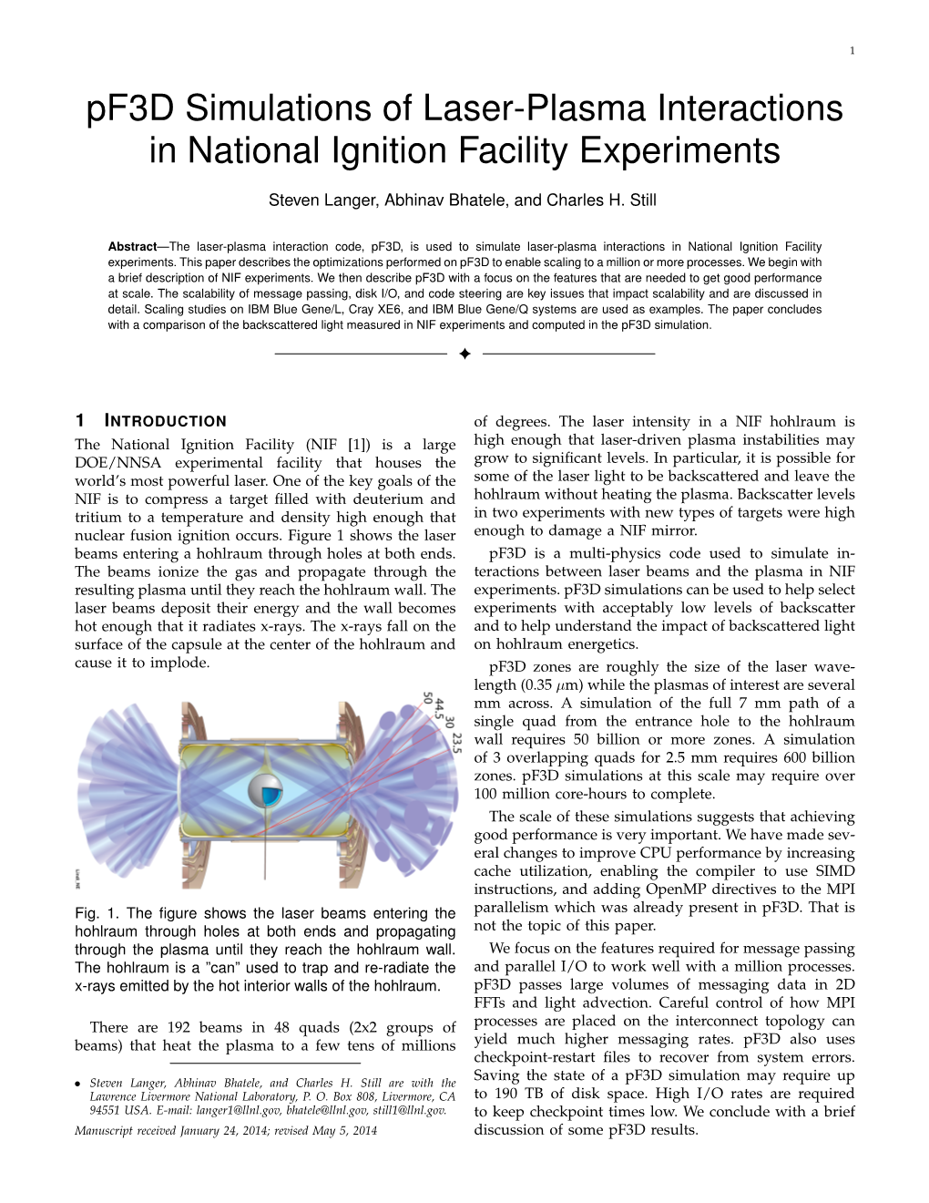 Pf3d Simulations of Laser-Plasma Interactions in National Ignition Facility Experiments