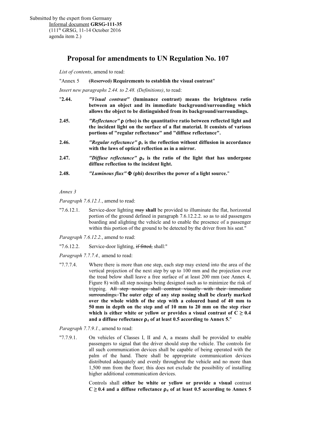 Proposal for Amendments to UN Regulation No. 107