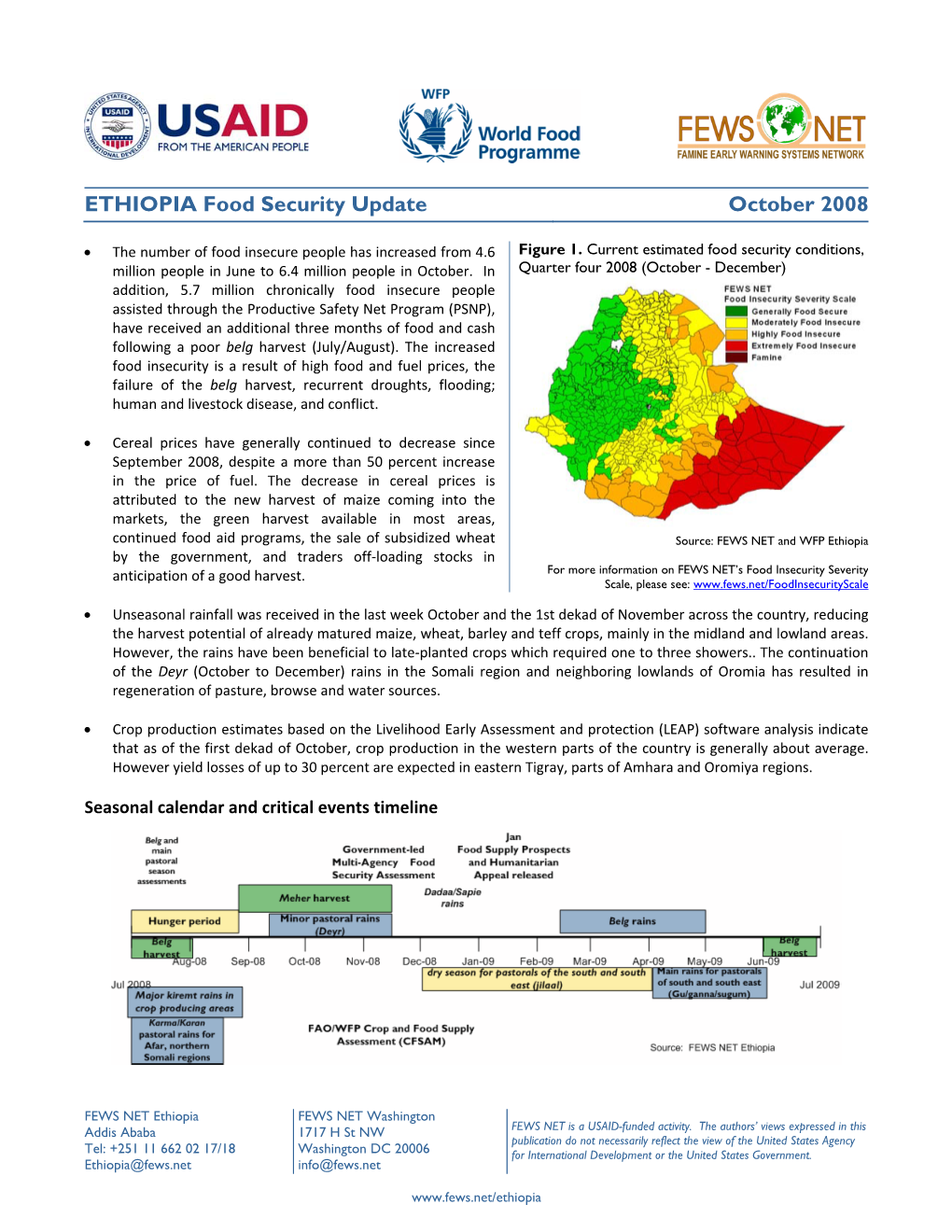 ETHIOPIA Food Security Update October 2008