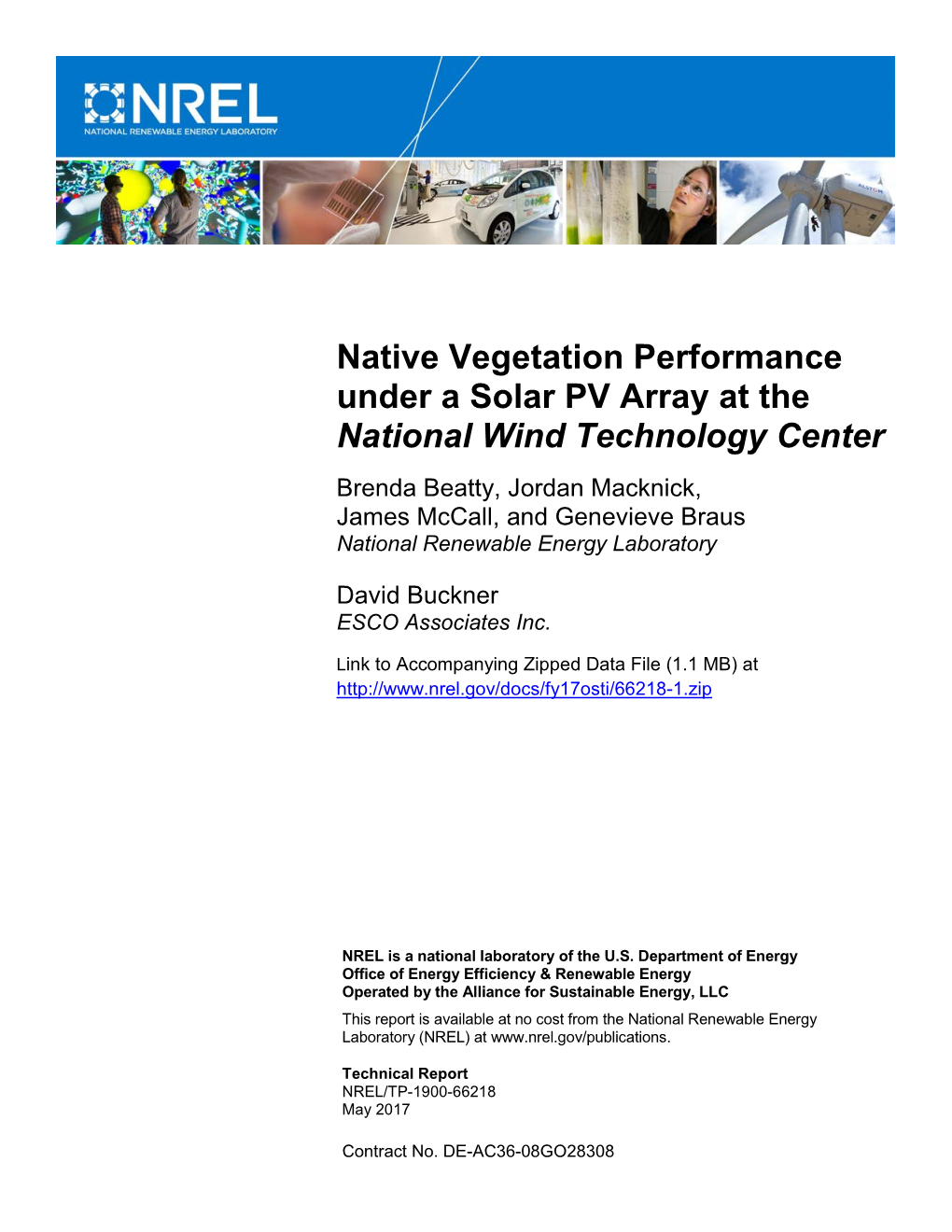 Native Vegetation Performance Under a Solar PV Array at the National