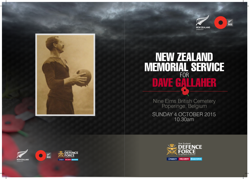 Dave Gallaher New Zealand Memorial Service