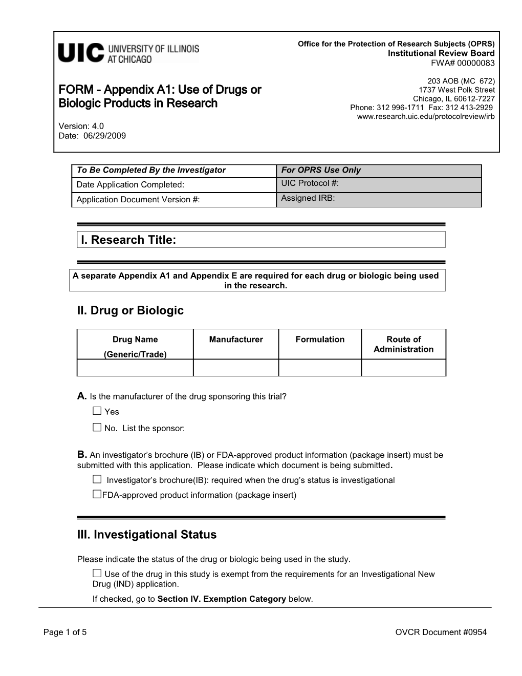 FORM Initial Review