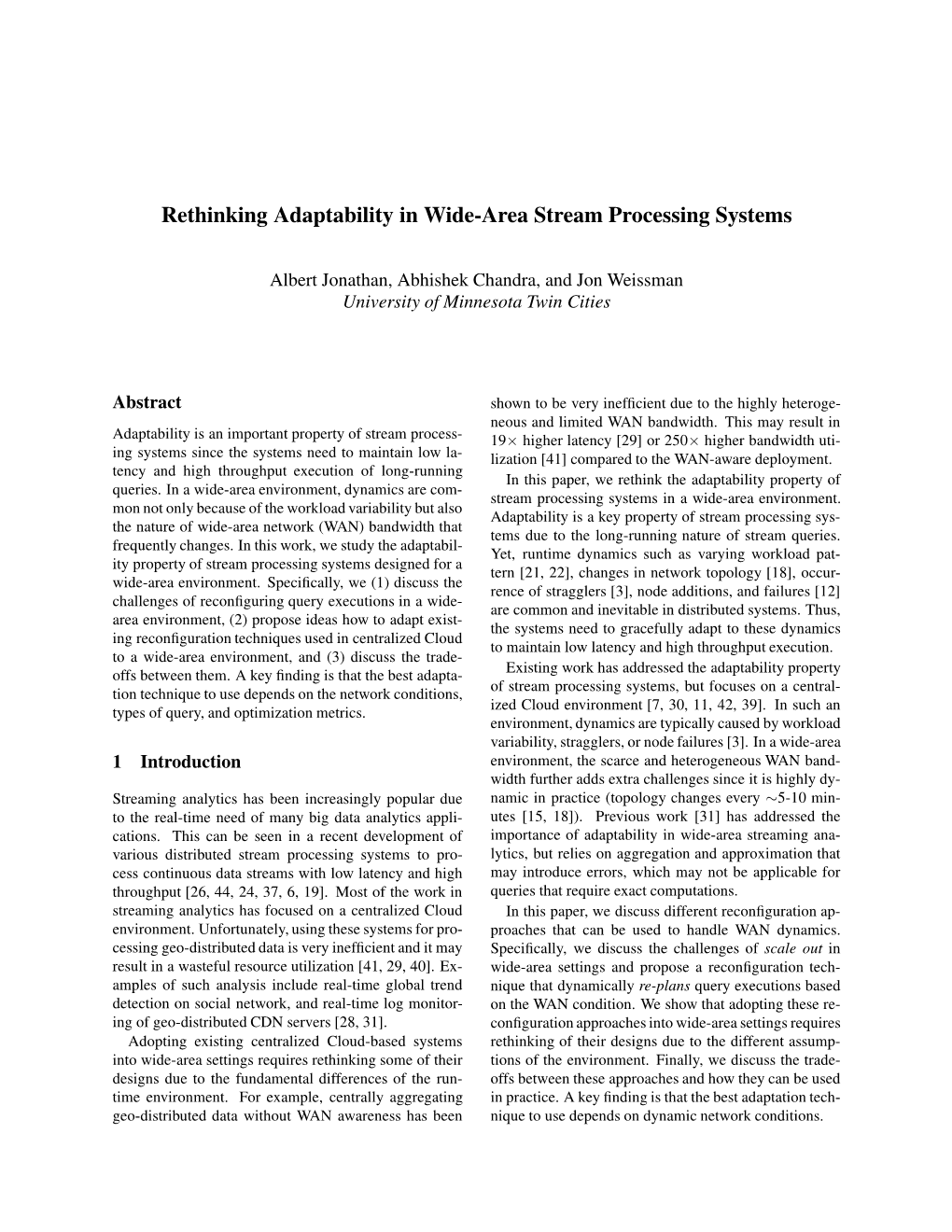 Rethinking Adaptability in Wide-Area Stream Processing Systems