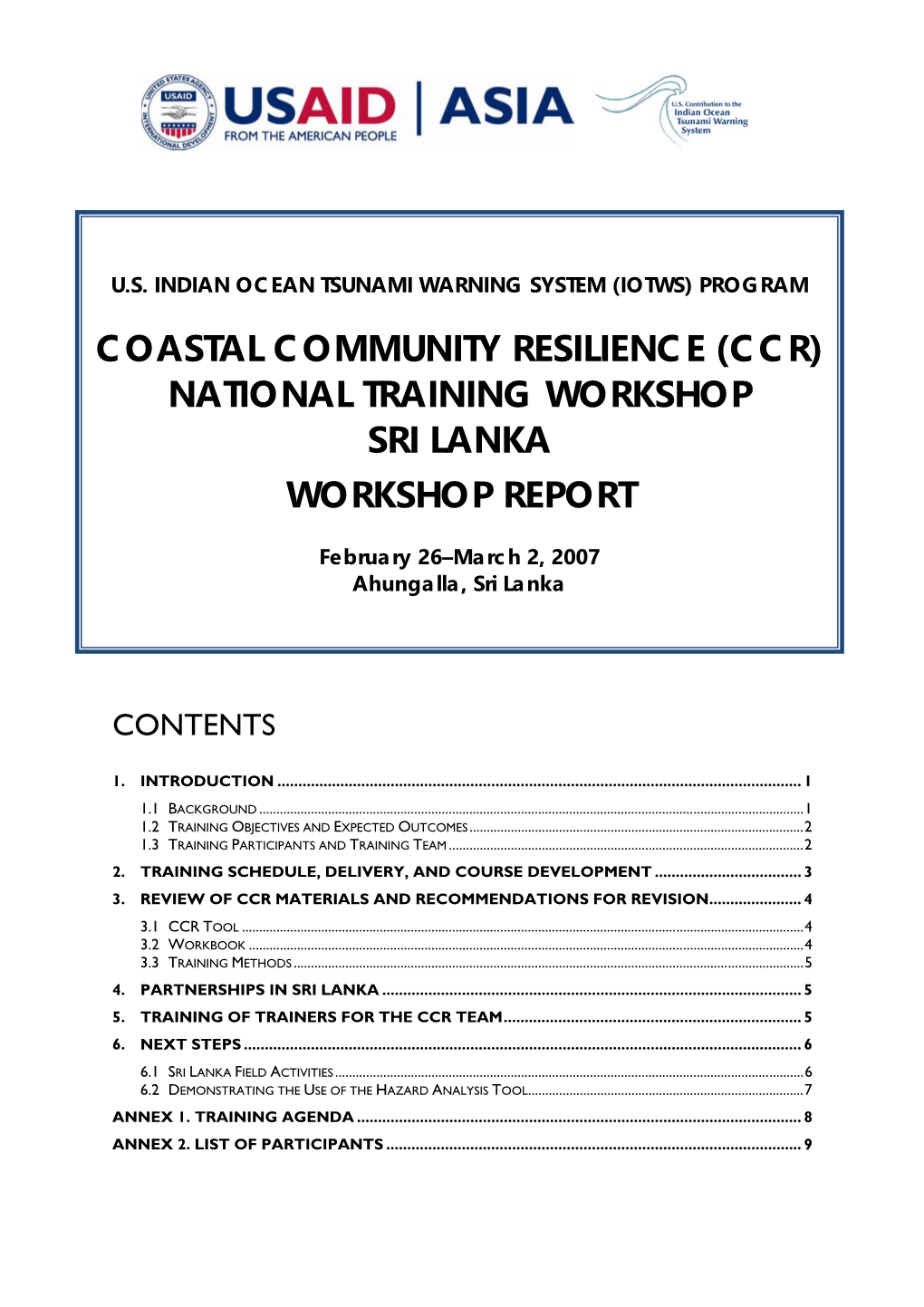 Coastal Community Resilience (Ccr)