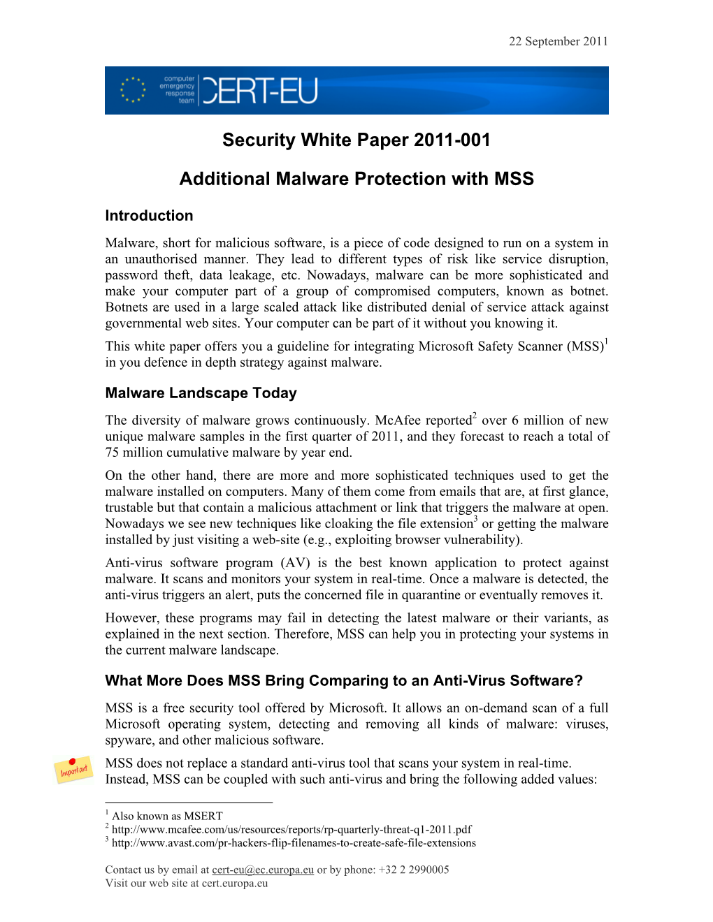 Security White Paper 2011-001
