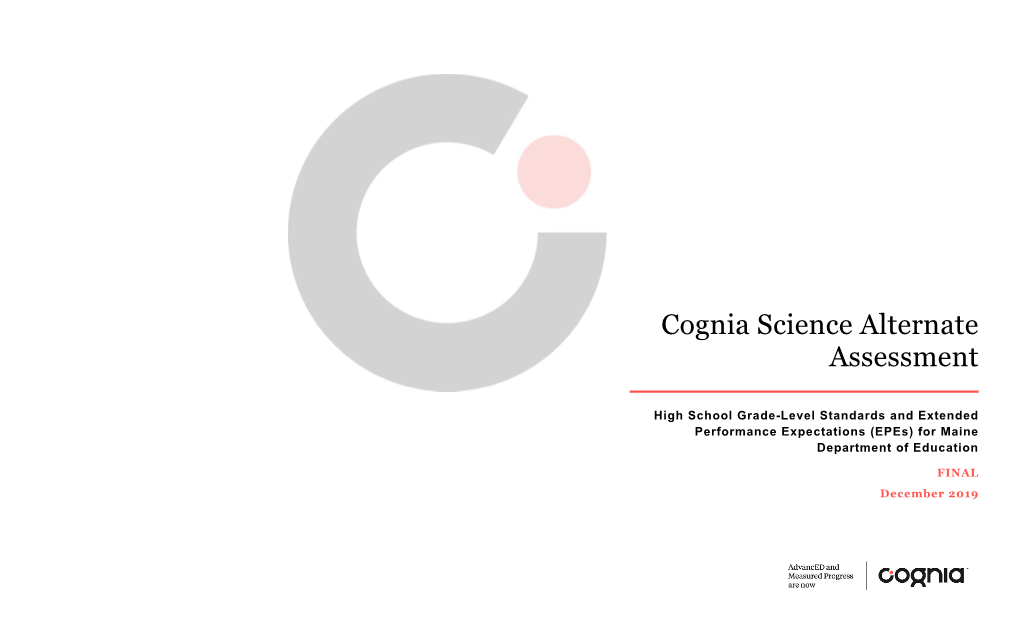 Cognia Science Alternate Assessment