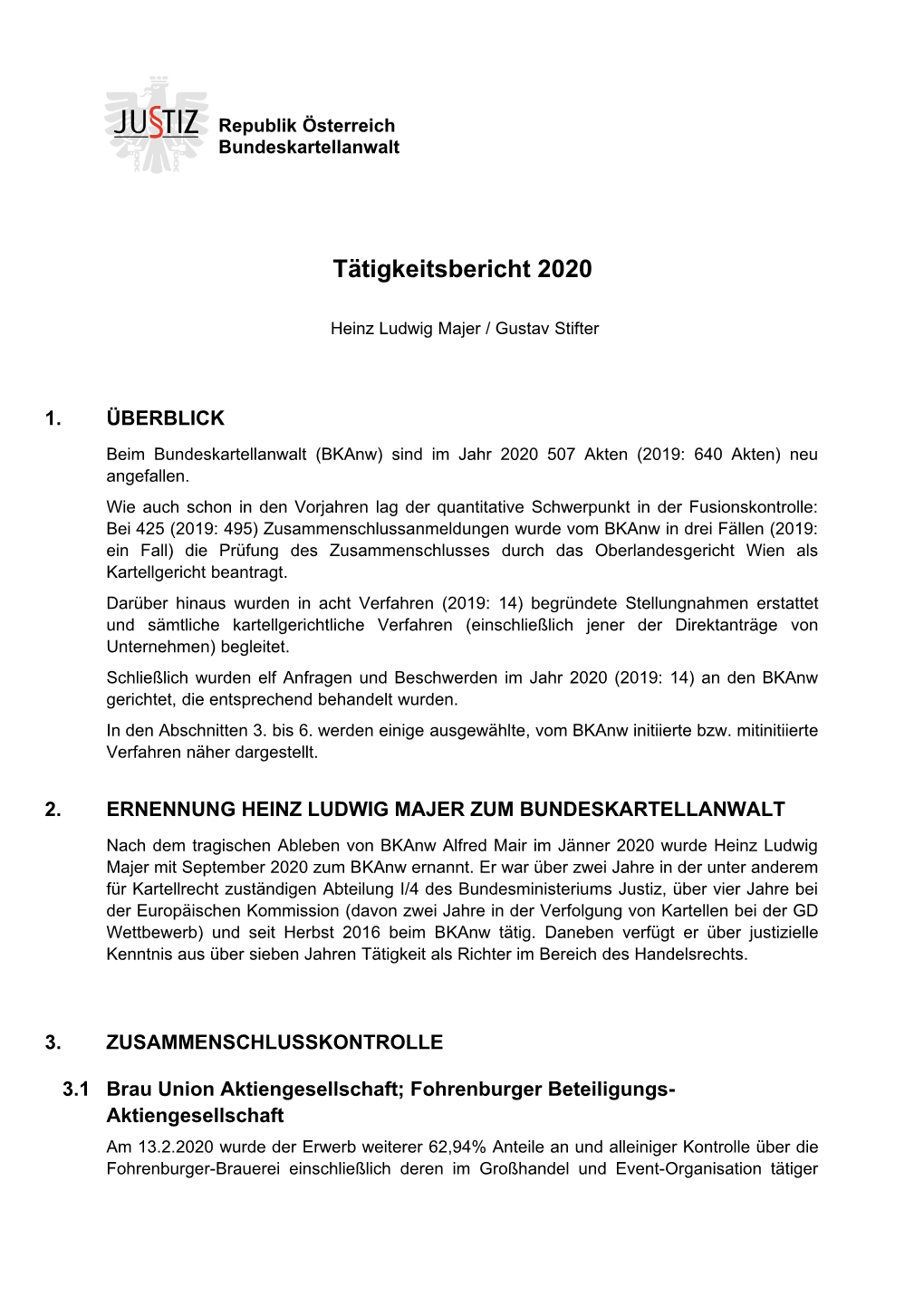 Tätigkeitsbericht 2020