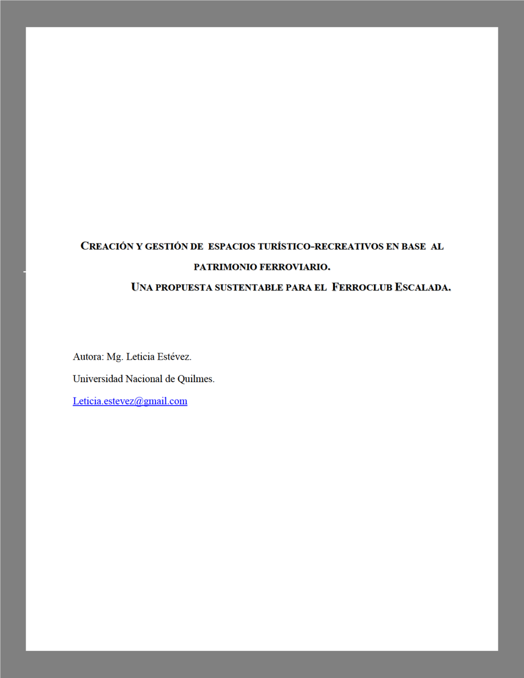 Una Propuesta Sustentable Para El Ferroclub Escalada