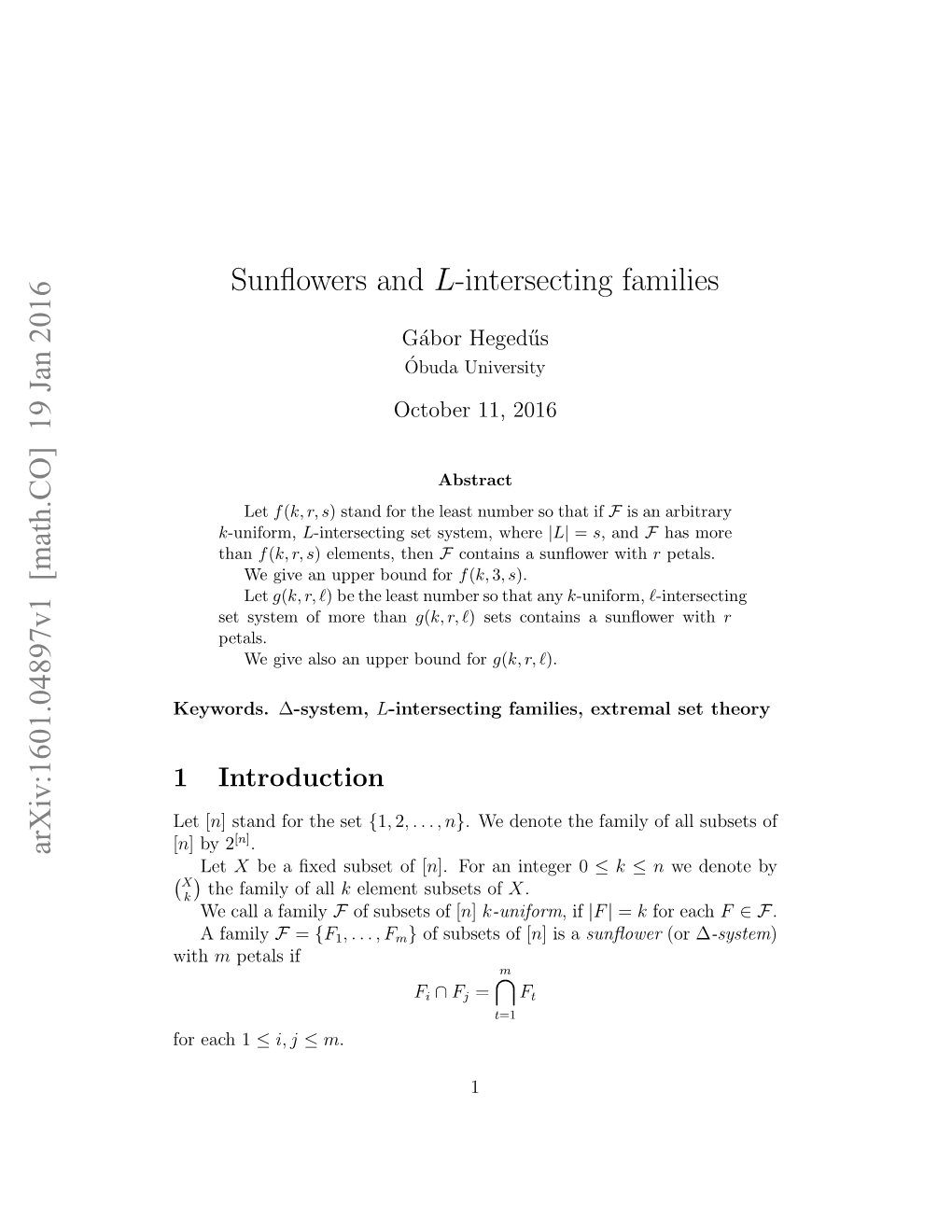 Sunflowers and $ L $-Intersecting Families